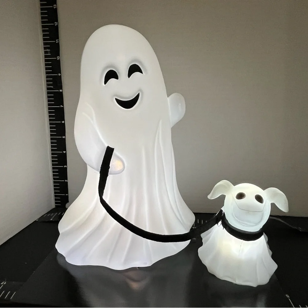 White Ghost and Dog Halloween Decor
